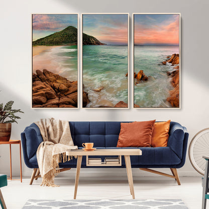 53831025-MGV-CV-36X24-Coastal Landscape Wall Art – Tropical Beach Ocean Canvas Print, Sunset Mountain View Photography Decor for Living Room, Bedroom,