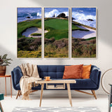 22776914-MGV-CV-36X24-Golf Course Wall Art – Oceanfront Green Canvas Print, Coastal Pebble Beach Photography Sports Decor for Living Room, Office, Man