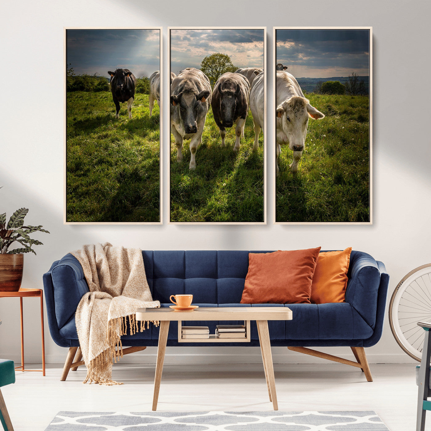 67277447-MGV-CV-36X24-Farmhouse Wall Art – Herd of Cows Canvas Print, Rustic Country Pasture Photography Decor for Bedroom, Living Room, Office, Ranch,