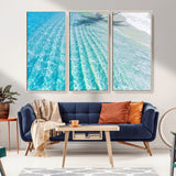 46233906-MGV-CV-36X24-Coastal Wall Art – Turquoise Ocean Waves and White Sand Canvas Print, Tropical Beach Photography Decor for Bedroom, Living Room,