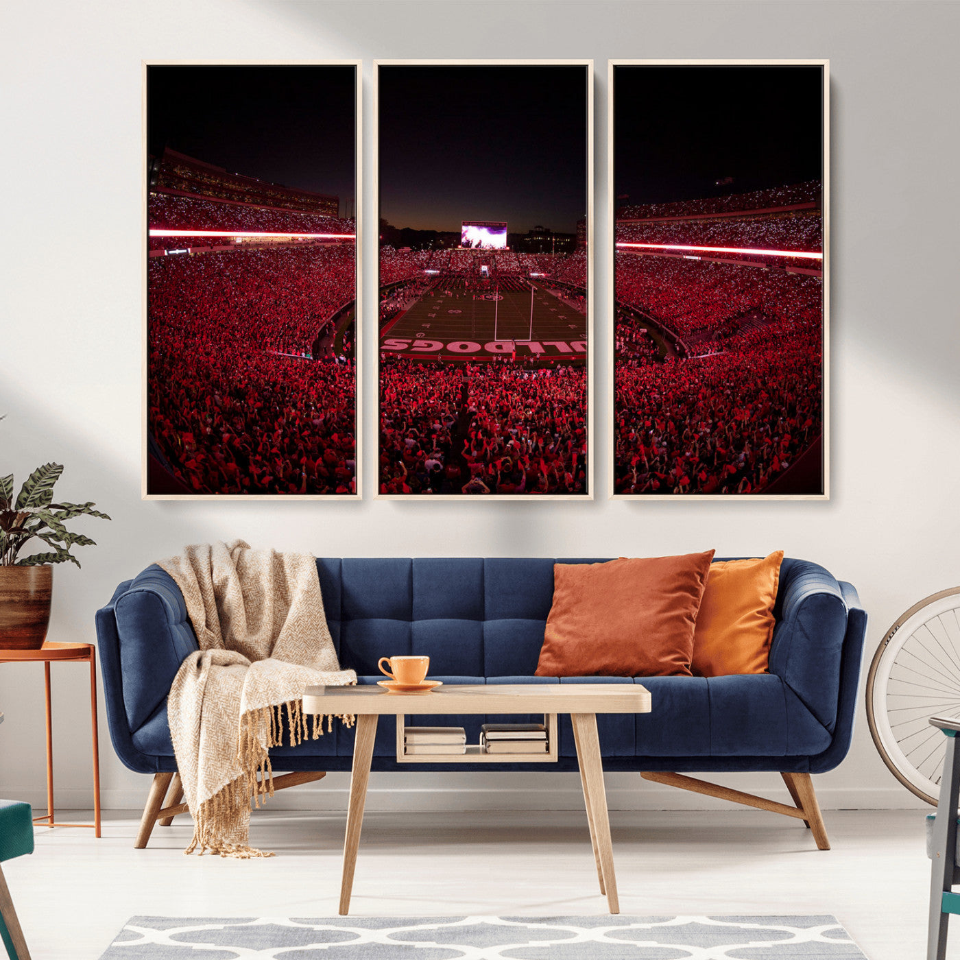 38331045-MGV-CV-36X24-Sanford Stadium Wall Art – Georgia Bulldogs Football Red Night Game Canvas Print, Electric College Sports Decor for Man Cave or