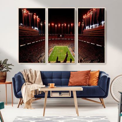 73358115-MGV-CV-36X24-Tennessee Volunteers Wall Art – Neyland Stadium Fireworks Night Game Canvas Print, Vols Football Checkerboard Endzone Sports Decor