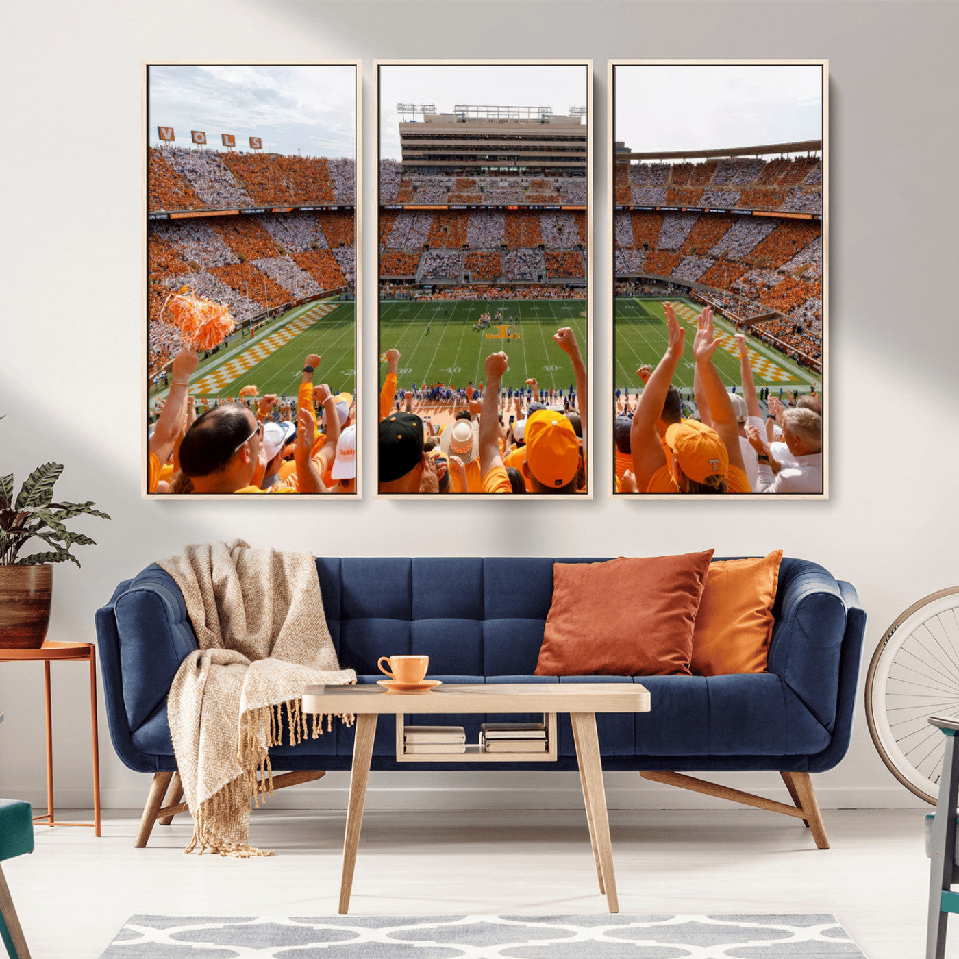 76011417-MGV-CV-36X24-Neyland Stadium Wall Art – Panoramic Tennessee Volunteers Checkerboard Crowd Canvas Print, Day Game Football Celebration Sports