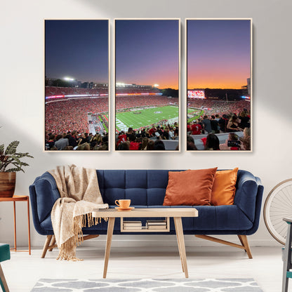 25139565-MGV-CV-36X24-Sanford Stadium Wall Art – Panoramic Georgia Bulldogs Sunset Football Game Canvas Print, Red Crowd Sports Decor for Office, Man