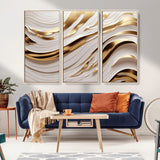 41237-MGV-CV-36X24-Gold Waves Wall Art Canvas Print, Framed Elegant Flow Art Picture Print, Luxury Layers Perfect Minimal Luxe Decor Artwork