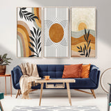 32359-MGV-CV-36X24-Modern Sun Wall Art Canvas Print, Framed Retro Horizon Art Picture Print, Sunburst Design Perfect Mid Century Boho Decor Artwork