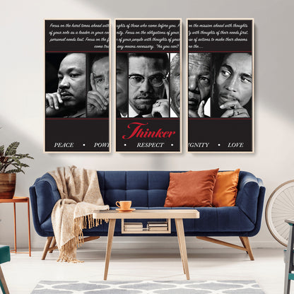 45112-MGV-FC-48X32-3P_Natural-Black Icons Wall Art Canvas Print, Framed Thinker Art Picture Print, Motivational Quote Perfect Cultural Modern Decor Artwork