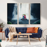 32259-MGV-CV-36X24-Stitch Angel Wall Art Canvas Print, Framed Stitch Waterfall Art Picture Print, Cartoon Couple Perfect Moody Fantasy Decor Artwork
