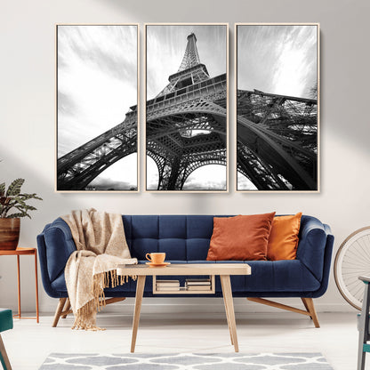 40006-MGV-CV-36X24-Eiffel Tower Wall Art – Black and White Architectural Photo Print, Paris Inspired Decor for Bedroom, Office, Studio or Modern