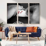 62460-MGV-CV-36X24-Poker Game Wall Art – Close Up of Hands Holding Aces with Chips, Casino Style Decor for Game Room, Man Cave or Office