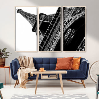 89033-MGV-CV-36X24-Eiffel Tower Wall Art – Dramatic Black and White Architectural Canvas Print, Modern Paris Decor for Office, Living Room or