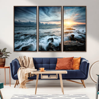 33428-MGV-CV-36X24-Ocean Sunrise Wall Art – Serene Seascape Canvas Print, Coastal Home or Office Decor, Perfect for Living Room, Bedroom, or Study