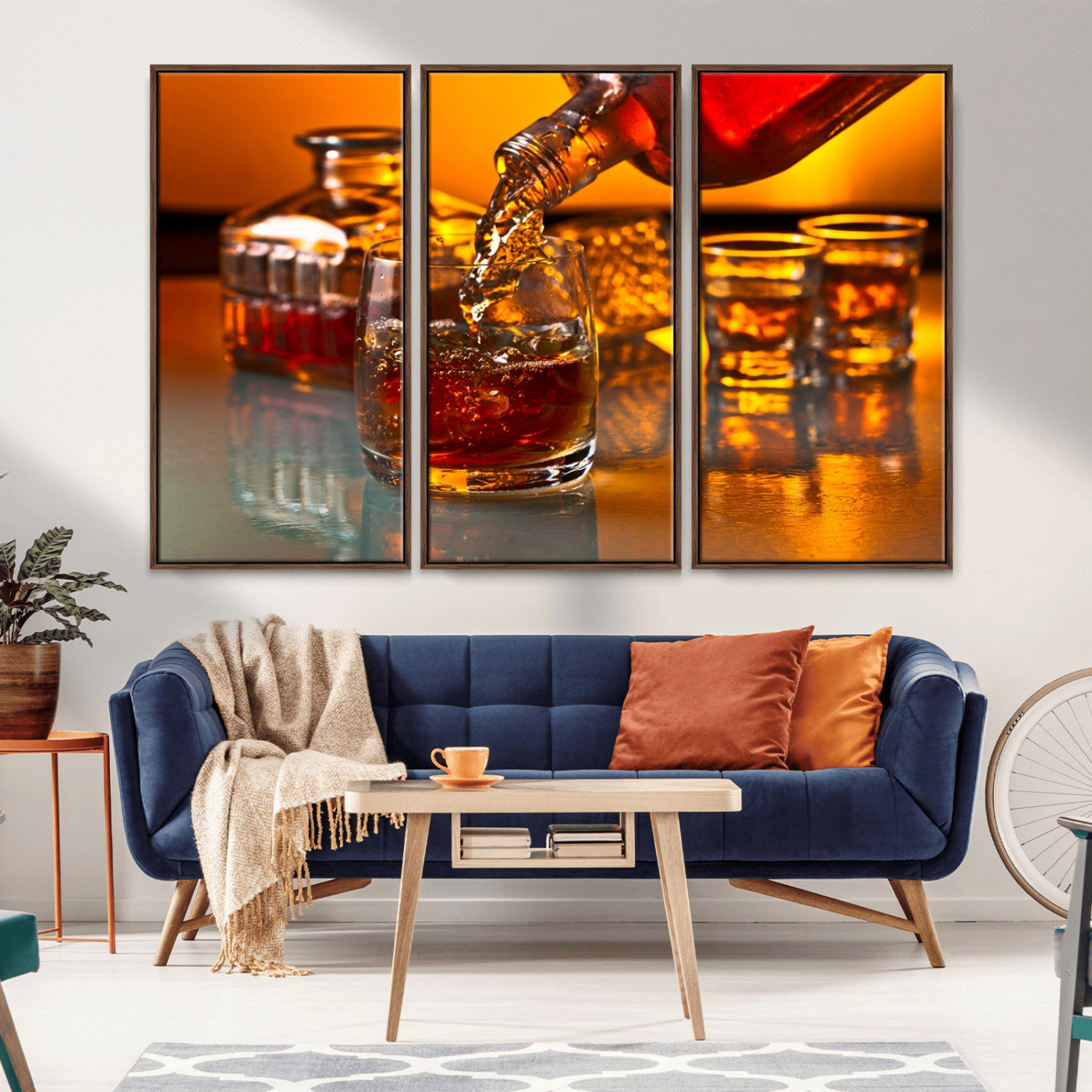 18250-MGV-CV-36X24-Whiskey Pour Wall Art – Captivating Whiskey Splash Canvas Print, Elegant Bar or Home Lounge Decor for Office, Man Cave or Living