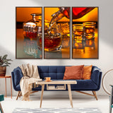 18250-MGV-CV-36X24-Whiskey Pour Wall Art – Captivating Whiskey Splash Canvas Print, Elegant Bar or Home Lounge Decor for Office, Man Cave or Living