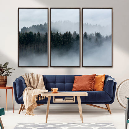 42596-MGV-CV-36X24-Misty Forest Wall Art – Atmospheric Pine Trees Canvas Print, Nature Landscape Decor for Living Room, Bedroom, Office, or Cabin