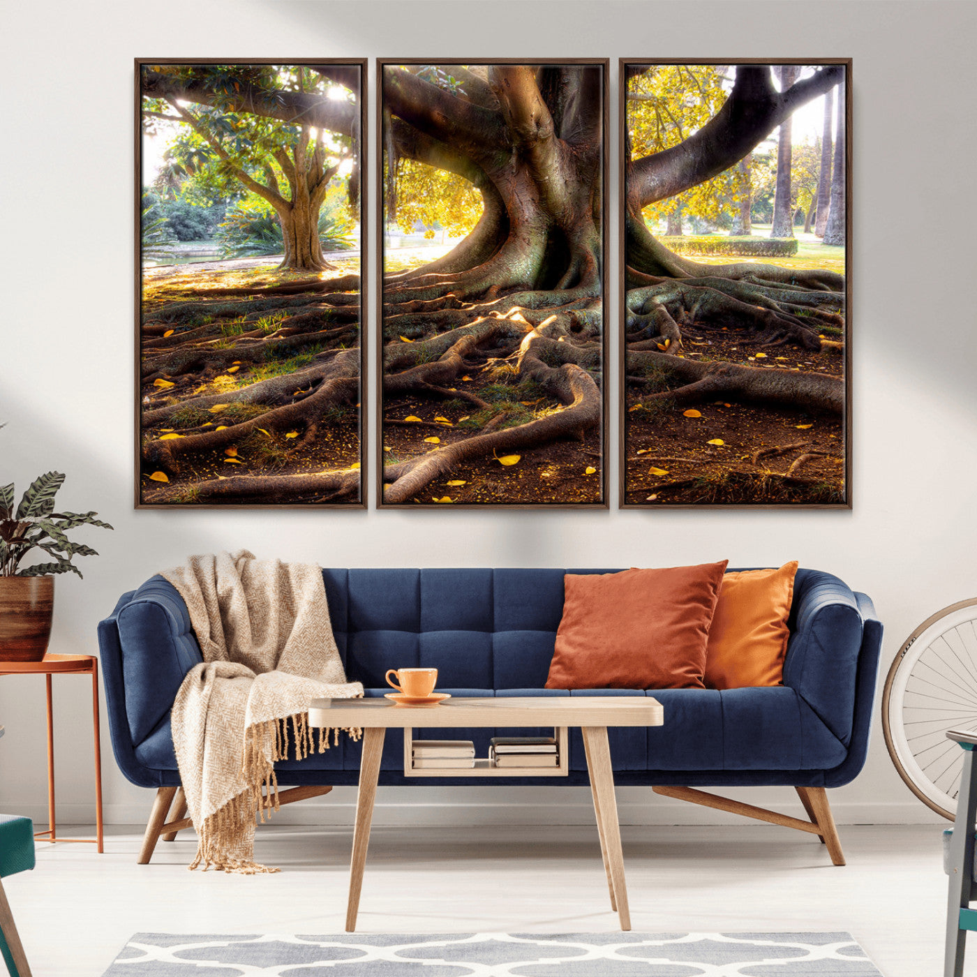 53335-MGV-CV-36X24-Majestic Tree with Sprawling Roots Wall Art – Serene Sunlit Park Scene, Nature Canvas Print, Perfect for Living Room, Office or