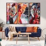 24452-MGV-CV-36X24-Vibrant Jazz Musician Painting - Expressive Art Print of Live Jazz Band, Perfect Wall Decor for Music Lovers and Art Enthusiasts