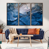 27810-MGV-CV-36X24-Abstract Blue Gold Fluid Art Wall – Modern Canvas Print, Elegant Home & Office Wall Art, Stylish Living Room or Bedroom Decor