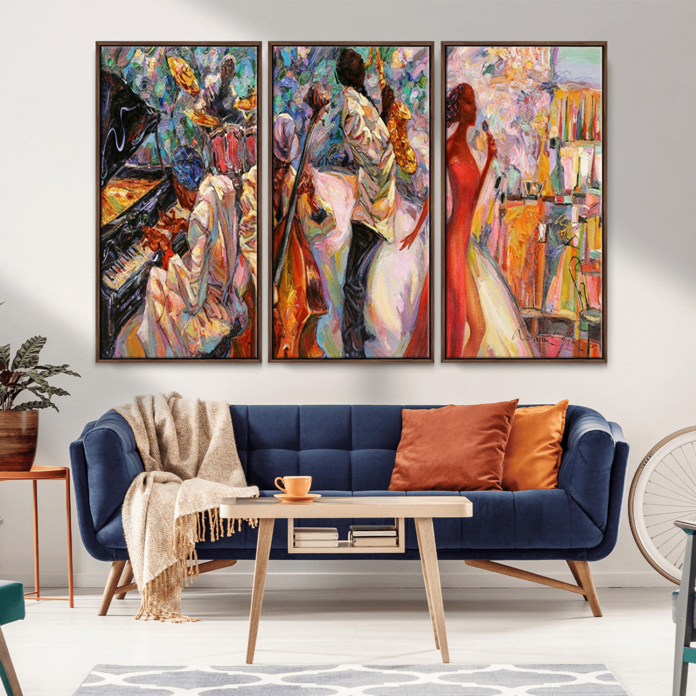 20362-MGV-CV-36X24-Jazz Band Wall Art – Vibrant Music Scene Canvas Print, Colorful Jazz Night Decor for Living Room, Music Studio, Office or Lounge