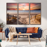 78111-MGV-FC-48X32-3P_Walnut-Sunset Pathway Wall Art – Panoramic Coastal Canvas Print, Tranquil Beach Decor for Living Room, Office or Bedroom