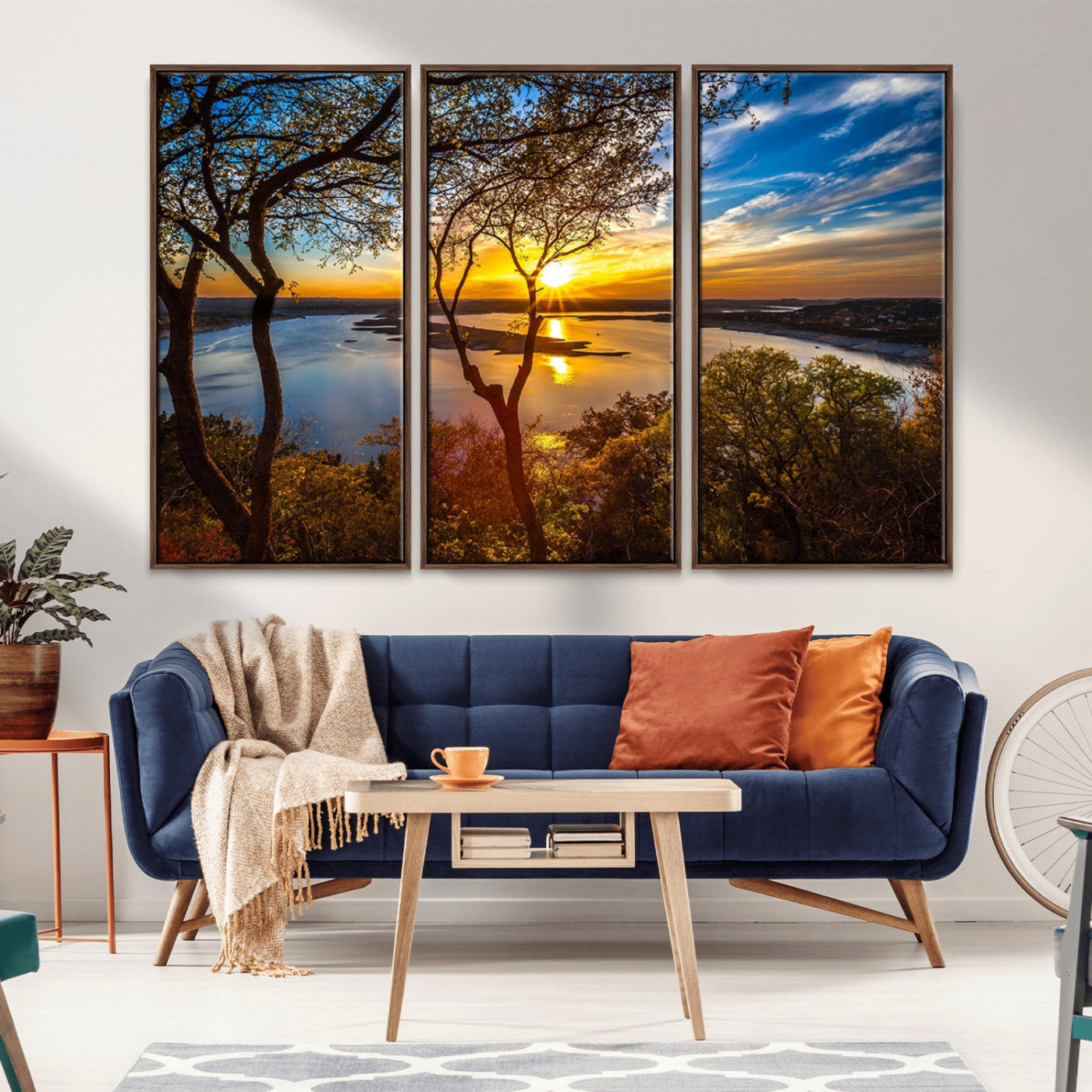 71863-MGV-CV-36X24-Lake Sunset Wall Art – Scenic Nature Canvas Print with Trees and Golden Sky, Serene Landscape Decor for Living Room, Bedroom or