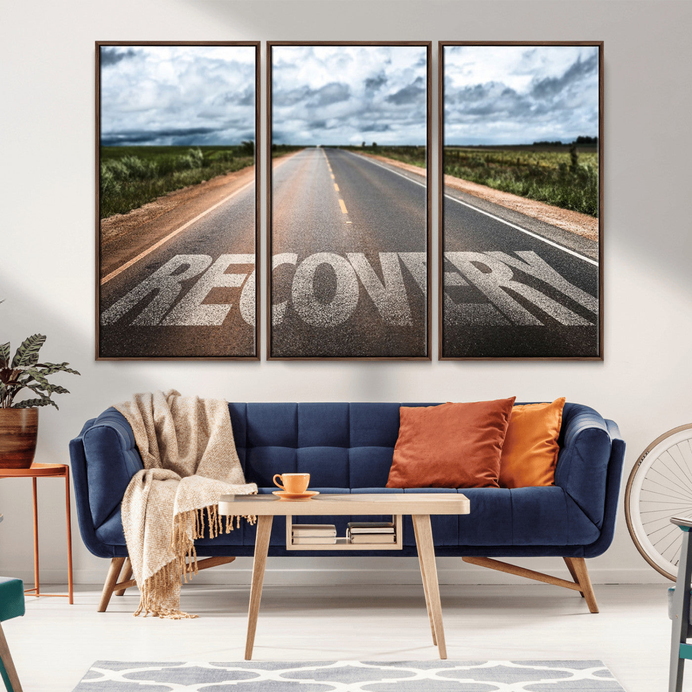 50743-MGV-FC-48X32-3P_Walnut-Healing Road Wall Art – Motivational Highway Canvas Print, Inspirational Journey Decor for Office, Gym or Living Room
