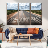 50743-MGV-FC-48X32-3P_Walnut-Healing Road Wall Art – Motivational Highway Canvas Print, Inspirational Journey Decor for Office, Gym or Living Room