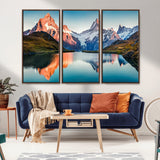 88453-MGV-CV-36X24-Mountain Lake Wall Art – Snow-Capped Peaks Reflected in Alpine Water Canvas Print, Nature Landscape Wall Decor for Living Room or