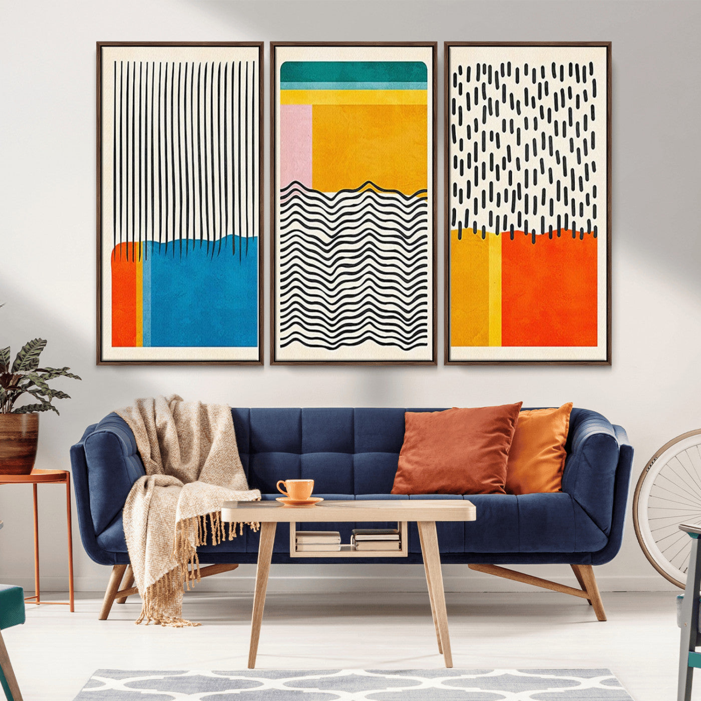 85253-MGV-CV-36X24-Abstract Geometric Wall Art – Modern Minimalist Shapes Canvas Print, Colorful Contemporary Decor for Living Room or Office