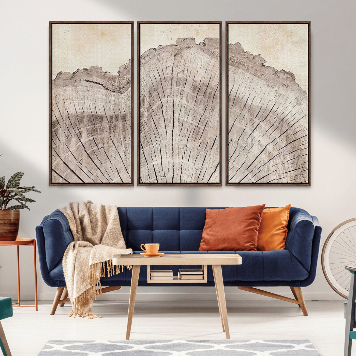 67528-MGV-CV-36X24-Wood Ring Wall Art Canvas Print, Framed Tree Ring Art Picture Print, Rustic Tree Ring Perfect Neutral Boho Decor Artwork