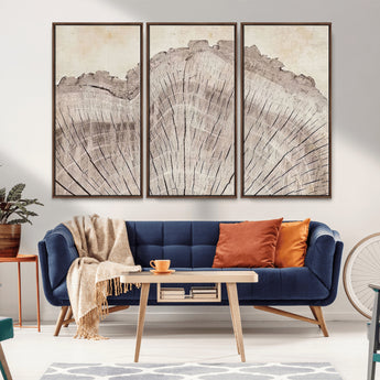 67528-MGV-CV-36X24-Wood Ring Wall Art Canvas Print, Framed Tree Ring Art Picture Print, Rustic Tree Ring Perfect Neutral Boho Decor Artwork