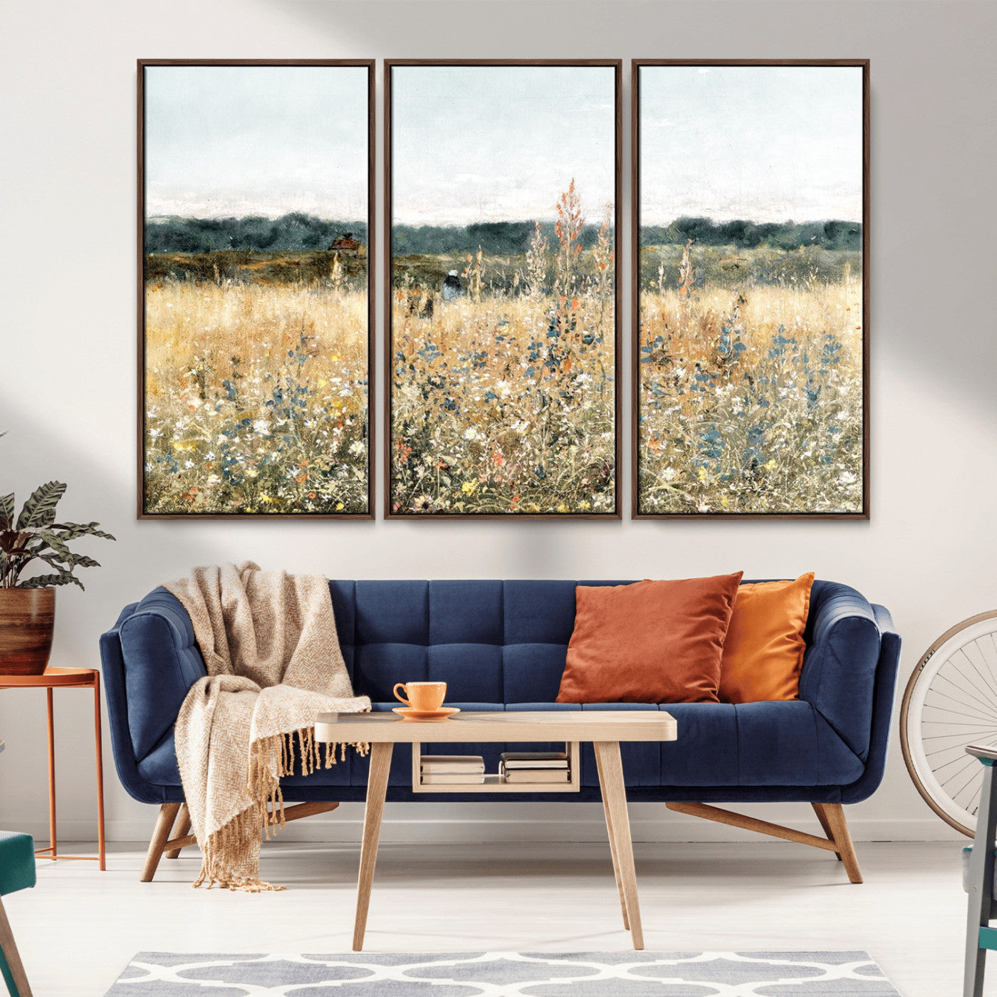 98941-MGV-CV-36X24-Wildflower Meadow Wall Art – Rustic Countryside Field Canvas Print and Vintage Nature Landscape Decor for Living Room, Bedroom or