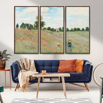 74890-MGV-CV-36X24-Monet Poppy Field Wall Art – Impressionist Landscape Canvas Print, Classic French Artwork for Living Room, Bedroom or Office Decor