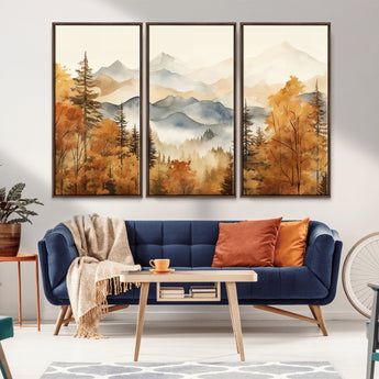 72950-MGV-CV-36X24-Autumn Mountain Forest Wall Art – Golden Fall Landscape Canvas Print, Nature-Inspired Home Decor for Living Room, Bedroom or
