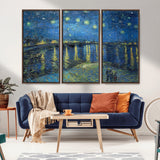 94605-MGV-CV-36X24-Starry Night Over the Rhone Wall Art – Vincent van Gogh Canvas Print, Famous Impressionist Painting for Living Room, Office