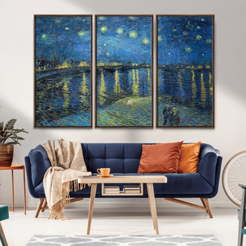 94605-MGV-CV-36X24-Starry Night Over the Rhone Wall Art – Vincent van Gogh Canvas Print, Famous Impressionist Painting for Living Room, Office