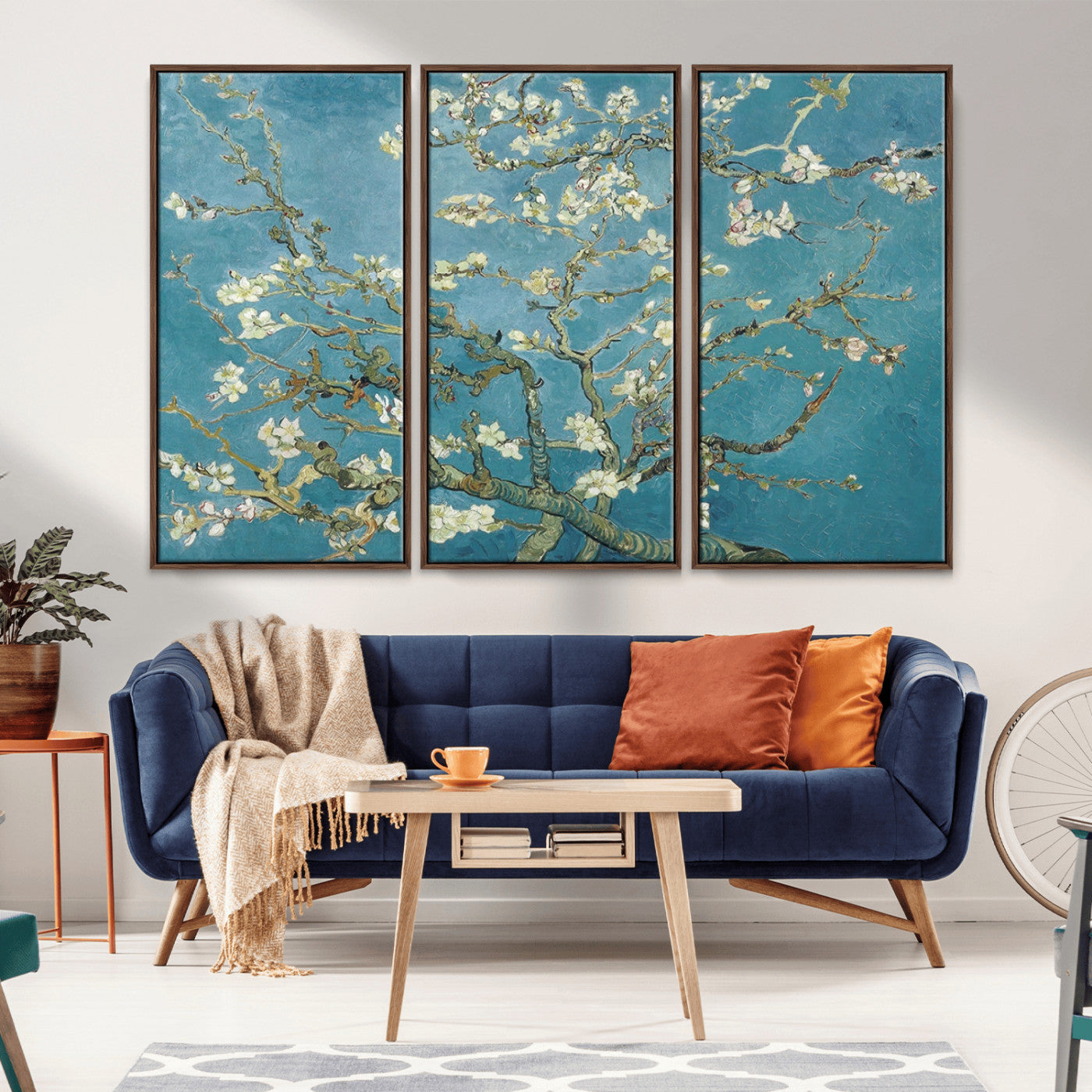 65607-MGV-CV-36X24-Almond Blossom Wall Art – Van Gogh Blue Floral Canvas Print, Elegant Impressionist Painting Decor for Living Room, Bedroom or