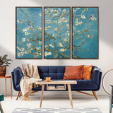 65607-MGV-CV-36X24-Almond Blossom Wall Art – Van Gogh Blue Floral Canvas Print, Elegant Impressionist Painting Decor for Living Room, Bedroom or