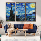39177-MGV-CV-36X24-Starry Night Wall Art – Vincent van Gogh Famous Painting Canvas Print, Timeless Starry Sky Decor for Living Room, Bedroom or