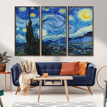 39177-MGV-CV-36X24-Starry Night Wall Art – Vincent van Gogh Famous Painting Canvas Print, Timeless Starry Sky Decor for Living Room, Bedroom or