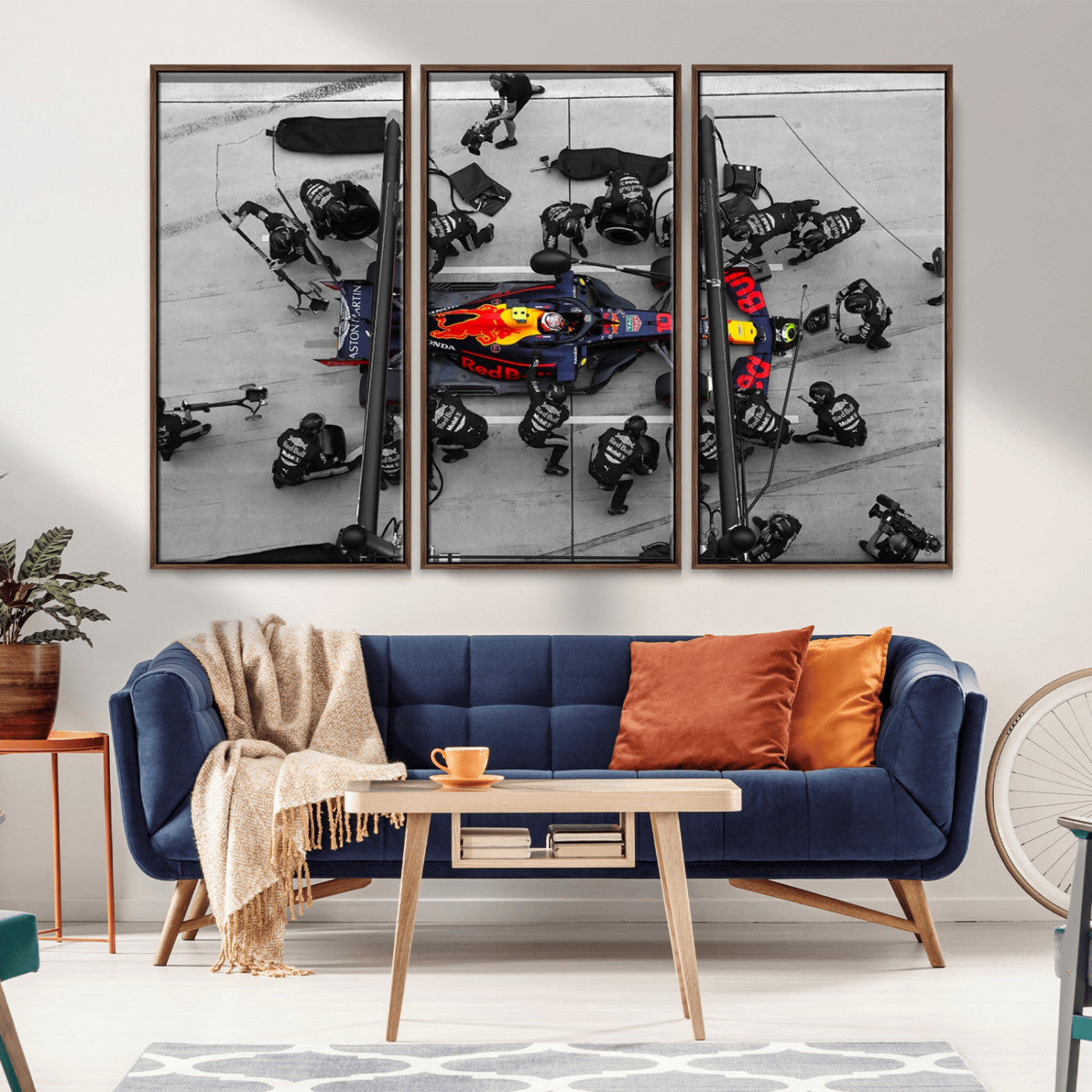 RedBull-MGV-CV-36X24-Formula 1 Wall Art Canvas Print, Framed Formula 1 Car Art Picture Print, Car Racing Perfect Minimalist Sport Decor Artwork