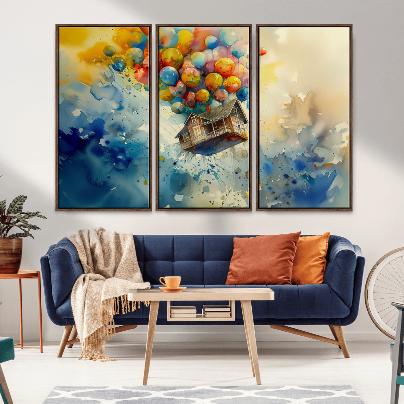 16295-MGV-CV-36X24-Flying House Wall Art – Colorful Balloon Canvas Print, Whimsical Fantasy Decor for Bedroom, Living Room or Office