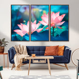 32559-MGV-CV-36X24-Lotus Flower Wall Art – Pink Water Lily Canvas Print, Tranquil Nature Decor for Living Room, Bedroom or Meditation Space