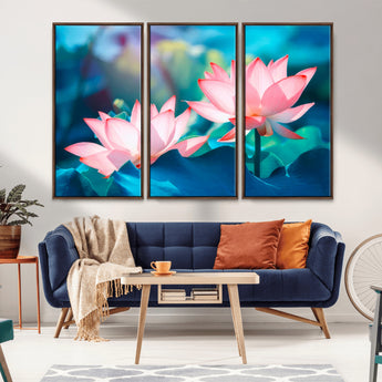 32559-MGV-CV-36X24-Lotus Flower Wall Art – Pink Water Lily Canvas Print, Tranquil Nature Decor for Living Room, Bedroom or Meditation Space