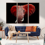 14788-MGV-CV-36X24-Red Elephant Wall Art – Bold Wildlife Canvas Print, African Safari Animal Decor for Living Room, Bedroom or Office