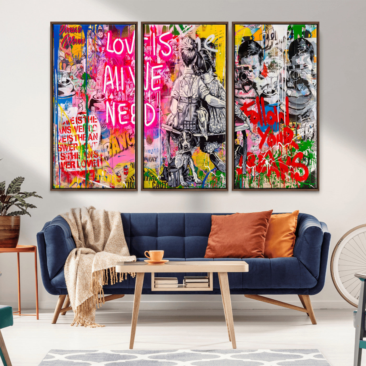 67019-MGV-CV-36X24-Love Is All We Need Wall Art – Colorful Graffiti Street Art Canvas Print, Modern Urban Pop Art Decor for Living Room, Bedroom,