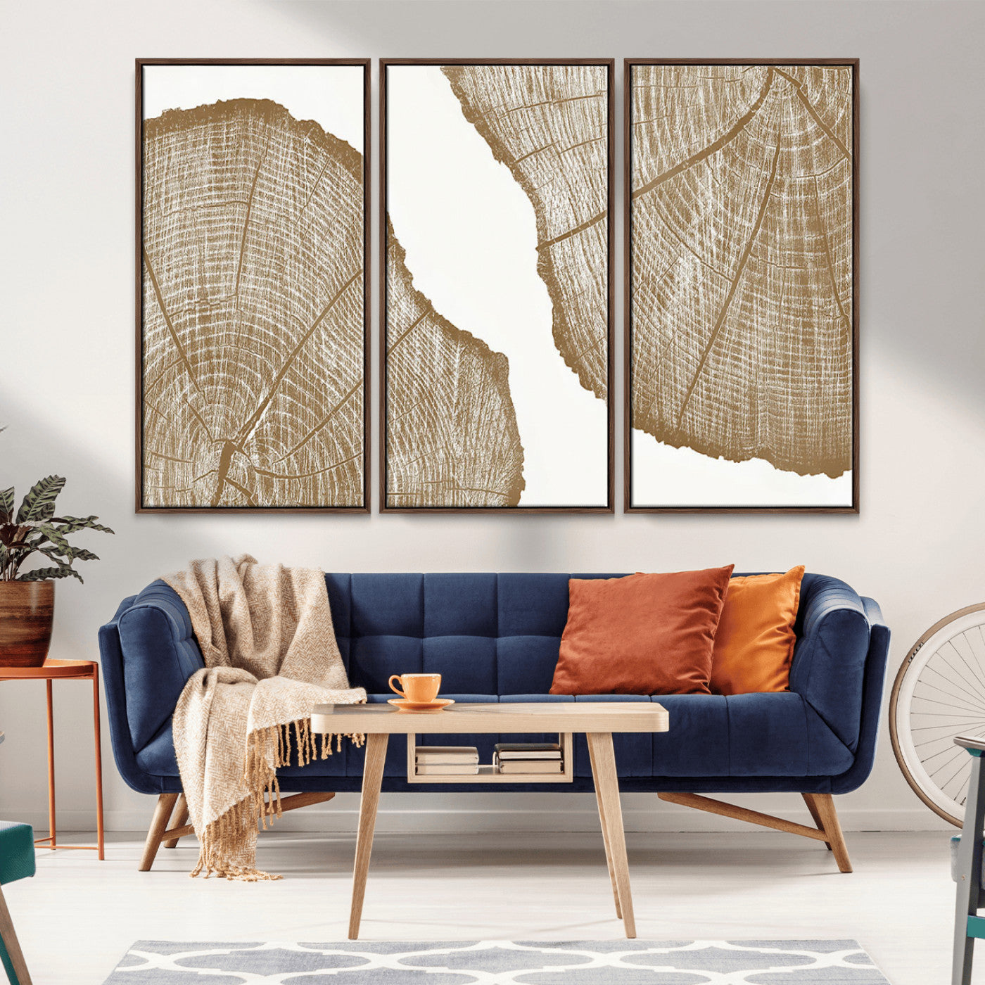 99692-MGV-CV-36X24-Tree Ring Linocut Wall Art Canvas Print, Framed Wood Cut Art Picture Print, Tree Rings Perfect Minimalist Rustic Decor Artwork