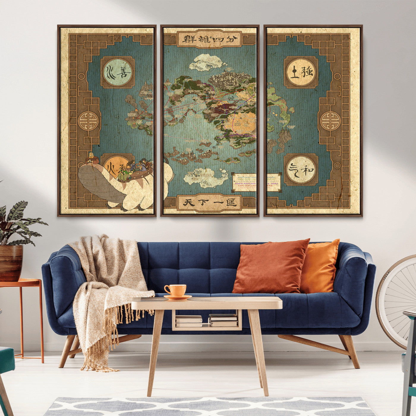 57832-MGV-CV-36X24-Fantasy World Map Wall Art – Vintage Style Illustrated Canvas Print Decorative Adventure Map Design, Rustic Antique Decor for