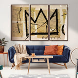 37215-MGV-CV-36X24-Abstract Crown Wall Art – Urban Graffiti Style Canvas Print Modern Street Art Design, Bold Contemporary Decor for Living Room,