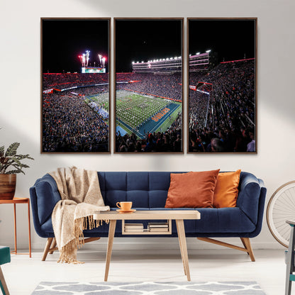 46899-MGV-FC-48X32-3P_Walnut-Ben Hill Griffin Stadium Wall Art Canvas Print, Framed Football Stadium Art Picture Print, Florida Football Stadium Perfect Sport